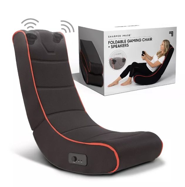 Sharper Image Foldable Gaming Chair with Onboard Speakers